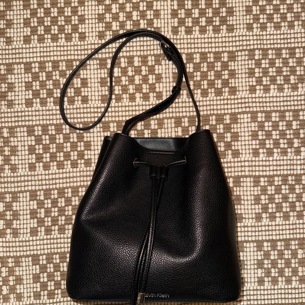 Calvin Klein Black Leather Bucket Bag (Like New)